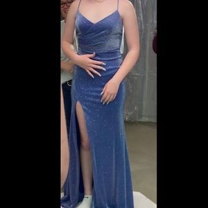 Size 2 Periwinkle Sparkly Prom Dress; La Scala